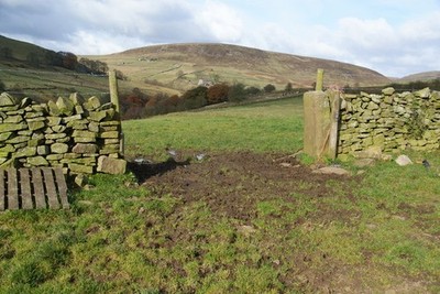 Photo A2 Open gateway above the Dane Valley Flash Sheep can wander freel c2012