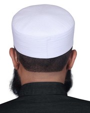 NEW Men's Premium Kufi Islamic Cap Muslim Turban Hat Handmade Topi - White