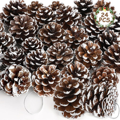 24 PCS Natural Pine Cones, 1.96 in Pinecone Ornaments, Pine Cones for Crafts wit