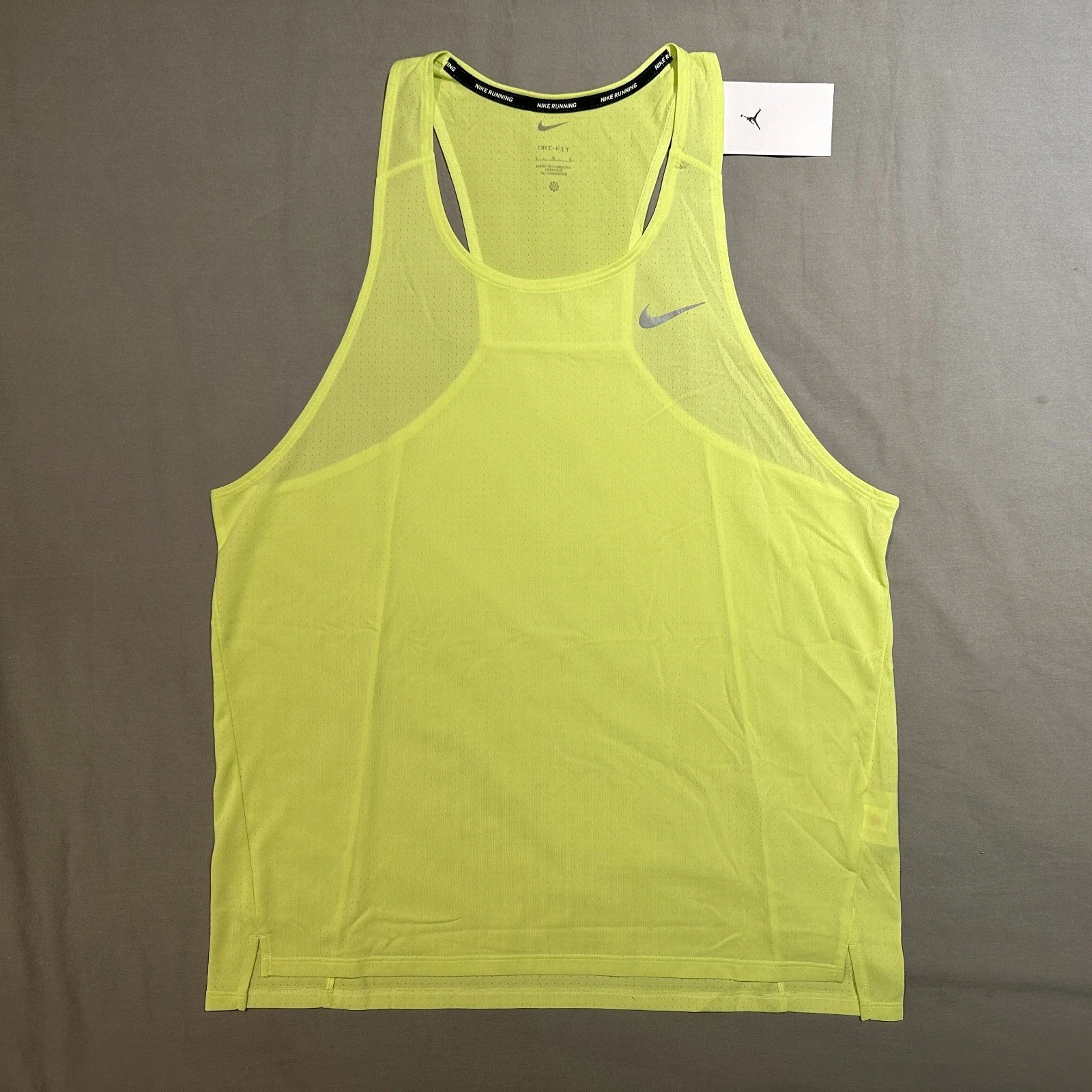 Nike Fast Dri-Fit Running Singlet Lemon Twist Yellow Tank Top Mens Large
