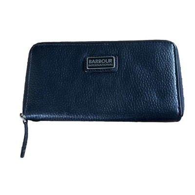 BARBOUR INTERNATIONAL SIGNATURE ZIP AROUND WALLET Pink PEBBLE LEATHER SILVER