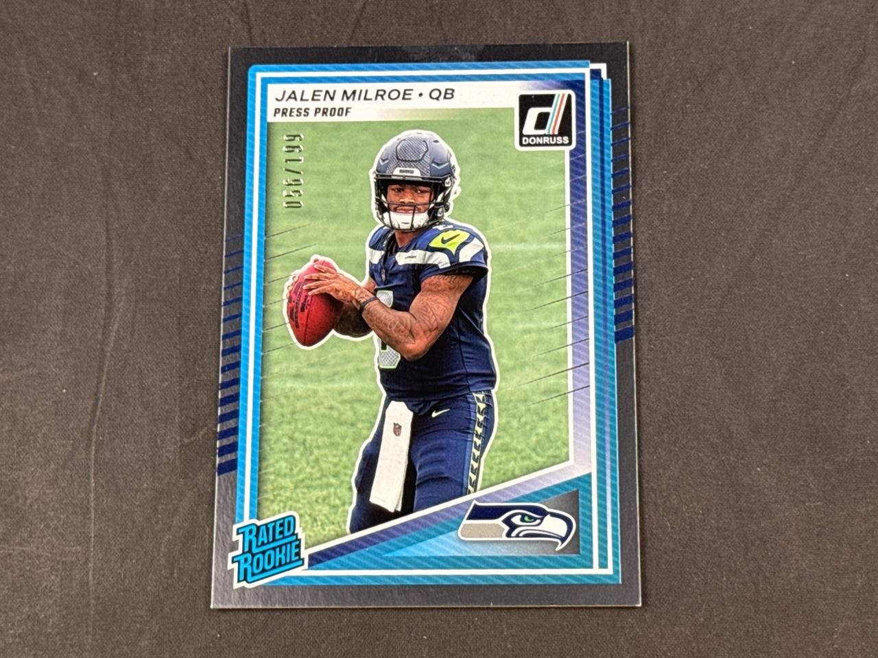 2025 PANINI DONRUSS JALEN MILROE #307 RATED ROOKIE PRESS PROOF SILVER 56/199