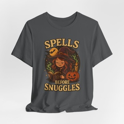 Spells Before Snuggles Witch T-Shirt, Halloween Shirt for Cozy Witches, Unisex