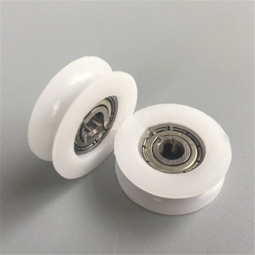 Puleggia nylon scudo metallo scanalatura U V 8~21 mm ruote rulli rotaia cuscinetti a sfera - Foto 2 di 10