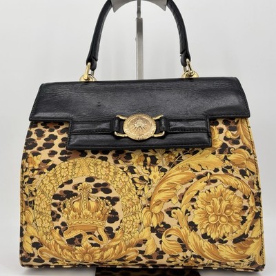 GIANNI VERSACE Handtasche Sunburst Leopard Vintage Baropue authentisch aus Japan