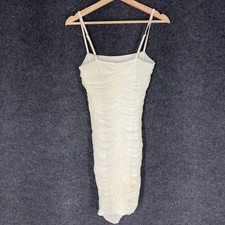 Unbranded Dress Women M Medium Beige Shift Midi Sleeveless Square Neck Casual