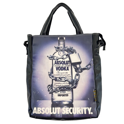 VTG 90s Mammoth 818 ABSOLUT SECURITY Ad Print Tote Bag Absolute Vodka Advert Y2K