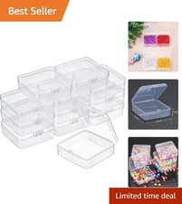 Lightweight 12 Pack Clear Bead Storage Containers with Snap Hinged Lids