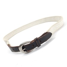 Surcingle Stretch Belt 32 34 L Elastic Leather Cherokee Beige Brown Vtg USA Made