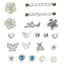 CLOG ACCESSORIES Pack of 21 Shoe Charm Chains and Silver Set/Lot - Fits Crocs