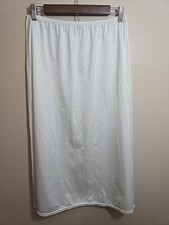 Vanity Fair Nylon Half Slip Large 30" Length Lace Trim Ivory Semi Sheer 11-711