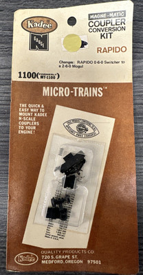 Kadee N Scale 1100 Coupler Conversion Kit for Rapido 0-6-0 to a 2-6-0 Mogul NIP!