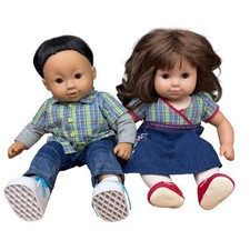 2008 American Girl Bitty Twins Doll Lot Plaid Denim Matching Outfit READ sweet 