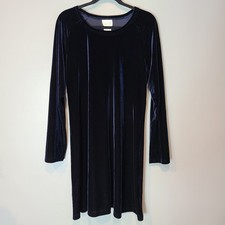 Vtg Moda Intl 90s Ren Faire Velvet Midi Dress Sz XL Dark Blue Fairy Grunge Fem