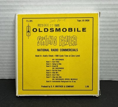 Vintage 1966 Oldsmobile Swing Fever Radio Spot 8 Cuts On Reel to Reel Tape