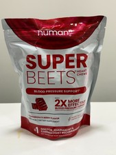 New HumanN - SUPER BEETS Heart Chews, Pomegranate, 60 Count,  & Sealed-FAST-SHIP