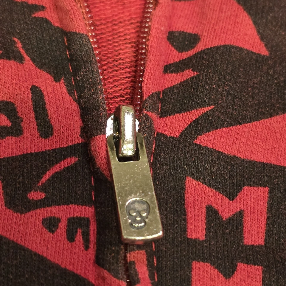 Sudadera con Capucha Iron Fist Para Hombre Grande L Roja Negra Y2K Grunge Gótica Cremallera Completa Foto 3 de 4