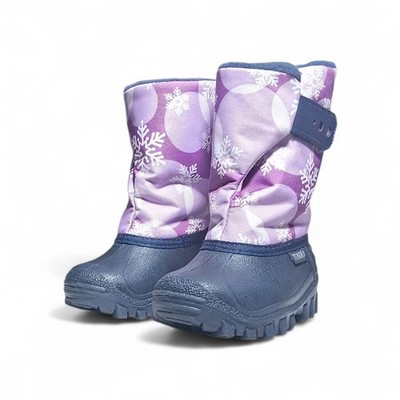 Tundra Quebec Youth Girl s Purple Dots Snowflakes Snow Boots Size 6