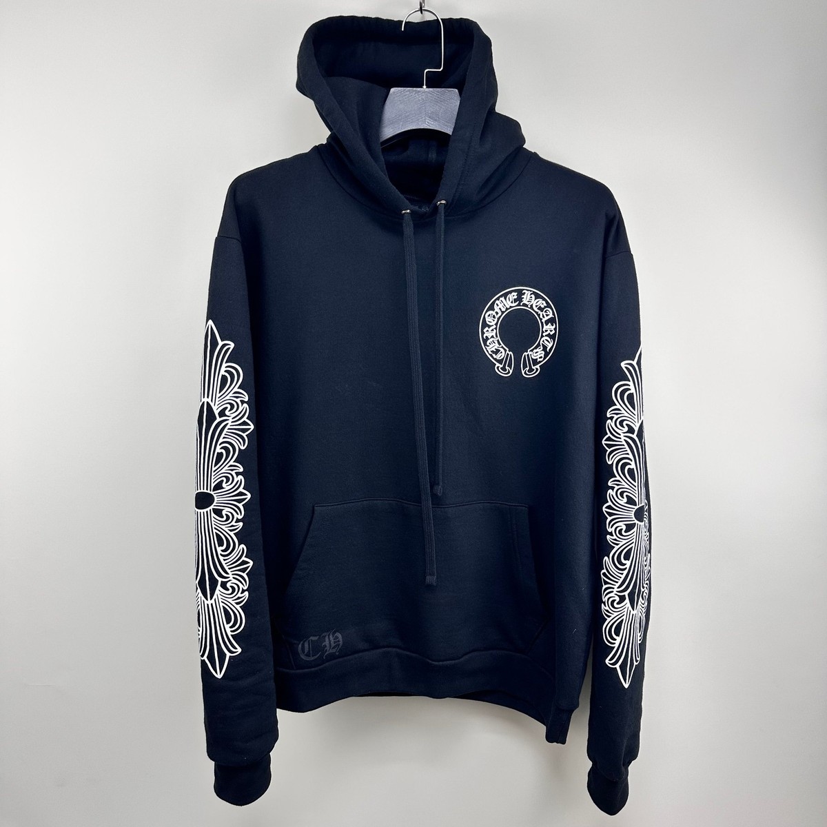 専用 Chrome Hearts Horseshoe Floral Fleece Chrome Hearts Horseshoe Floral Cross Sleeve Zip Up Hoodie