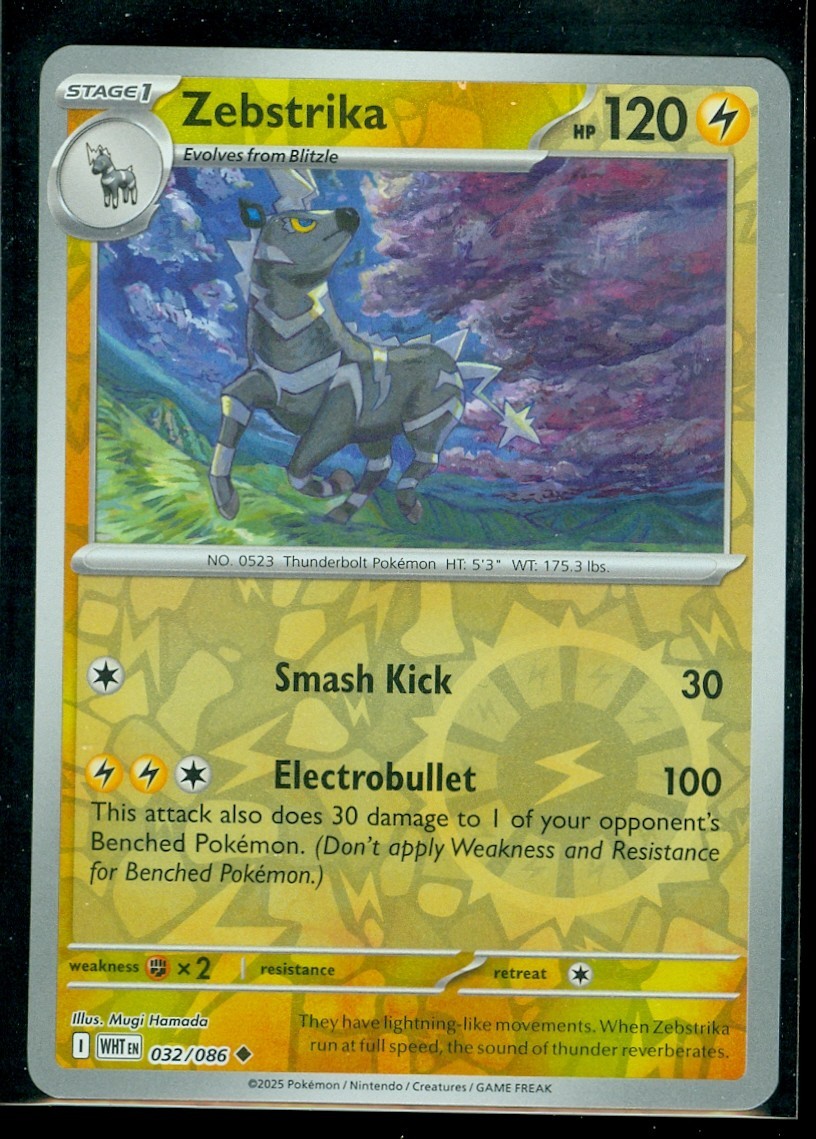 Pokemon ZEBSTRIKA 032/086 - White Flare - Rev Holo - MINT