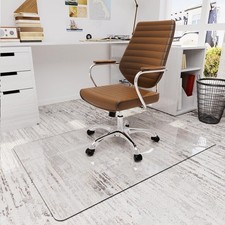 30" x 48" Tempered Glass Office Chair Mat for Carpet  Hardwood Floor, 1/6" T...