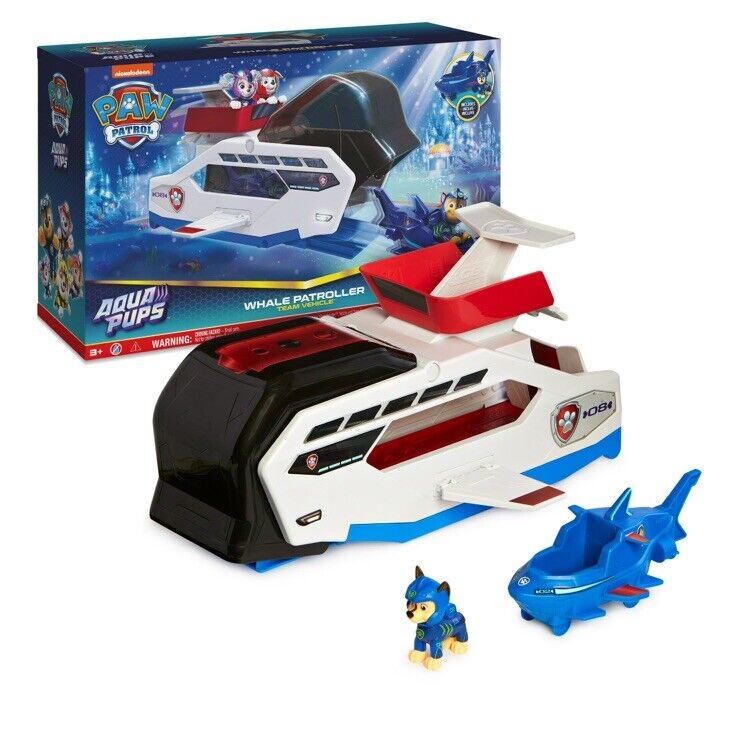 NEW Paw Patrol Aqua Pups Whale Patroller Team Vehicle with Chase Action Figure