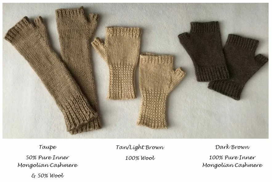 NEW Handmade Women Standard Size Medium Cashmere & Wool Gloves, Fingerless