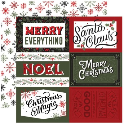 2 Sheets Echo Park Paper SALUTATIONS CHRISTMAS 12x12 Cardstock - 6x4 Journaling
