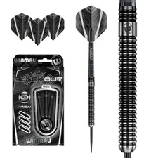 Winmau Blackout 90% Tungsten Steel Tip Darts - Straight Ringed Barrel