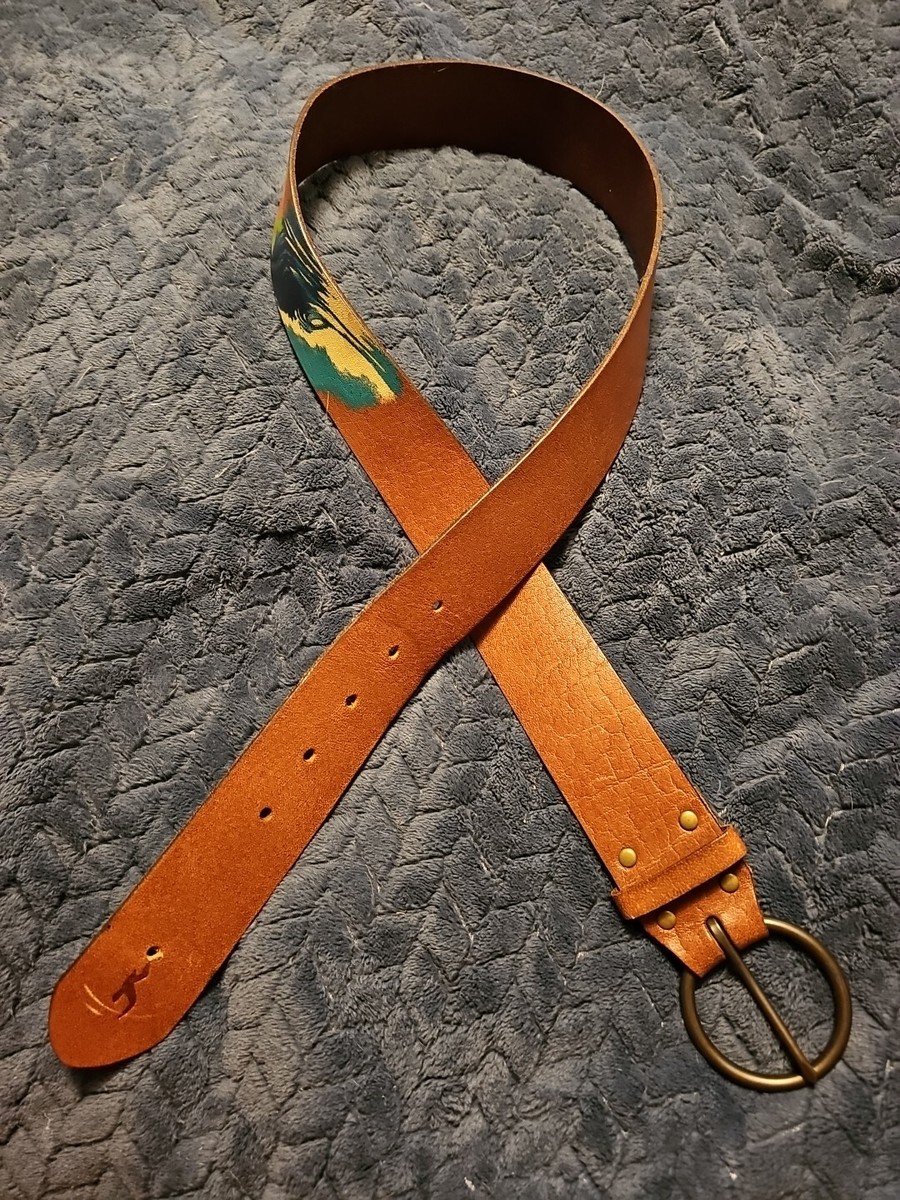Hollister California M/l Brown Leather Belt With Painted Pic  display picture 3