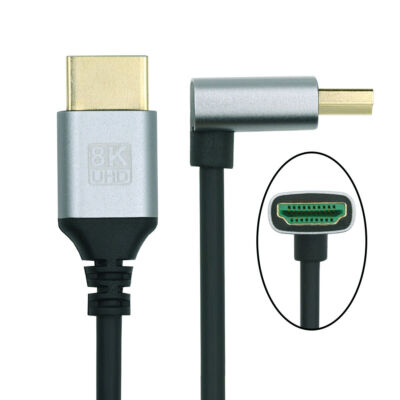 Cablecc HDMI2.1 UltraHDTV Cable 8K 4K Hyper Super Flexible Slim Cord Left Angled