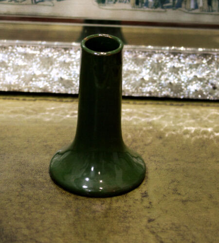 Vintage Narrow Necked Dark Green Brown Stoneware Vase - Afbeelding 1 van 6