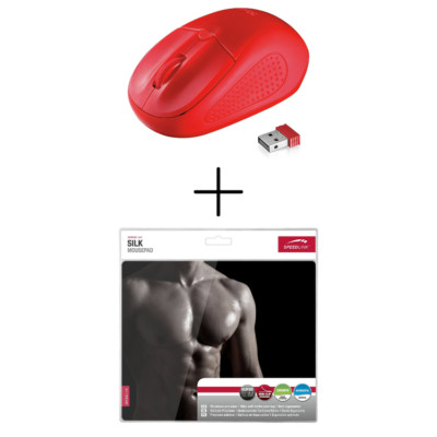Trust Primo Kabellose Optische Maus USB Funkmaus mit Speedlink Silk Mousepad