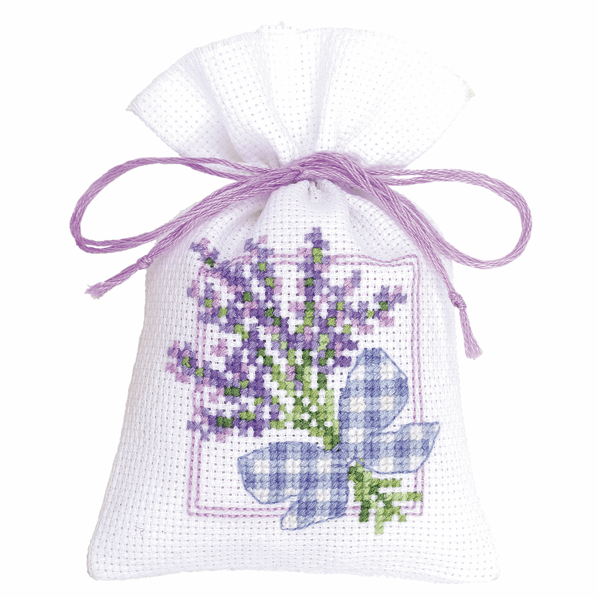 Vervaco Unisex Multicolor Ppbag Pk3 Bfly/Lavndr - Counted Cross Stitch Kit: Gift Bag: Lavender Bow - Image 2