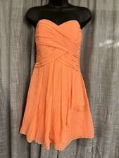 DAVIDS BRIDAL Sz8 CORAL Short DRESS STRAPLESS Crinkle Chiffon Sweetheart Cascade