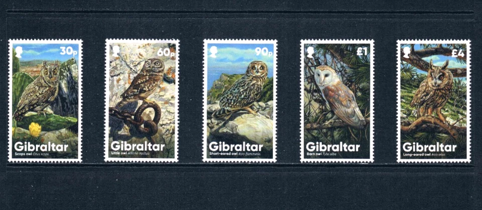 $17.50 Scott Value - 2020 GIBRALTAR Owls Birds of Prey Europe CV MNH NH UMM - Image 3 of 4