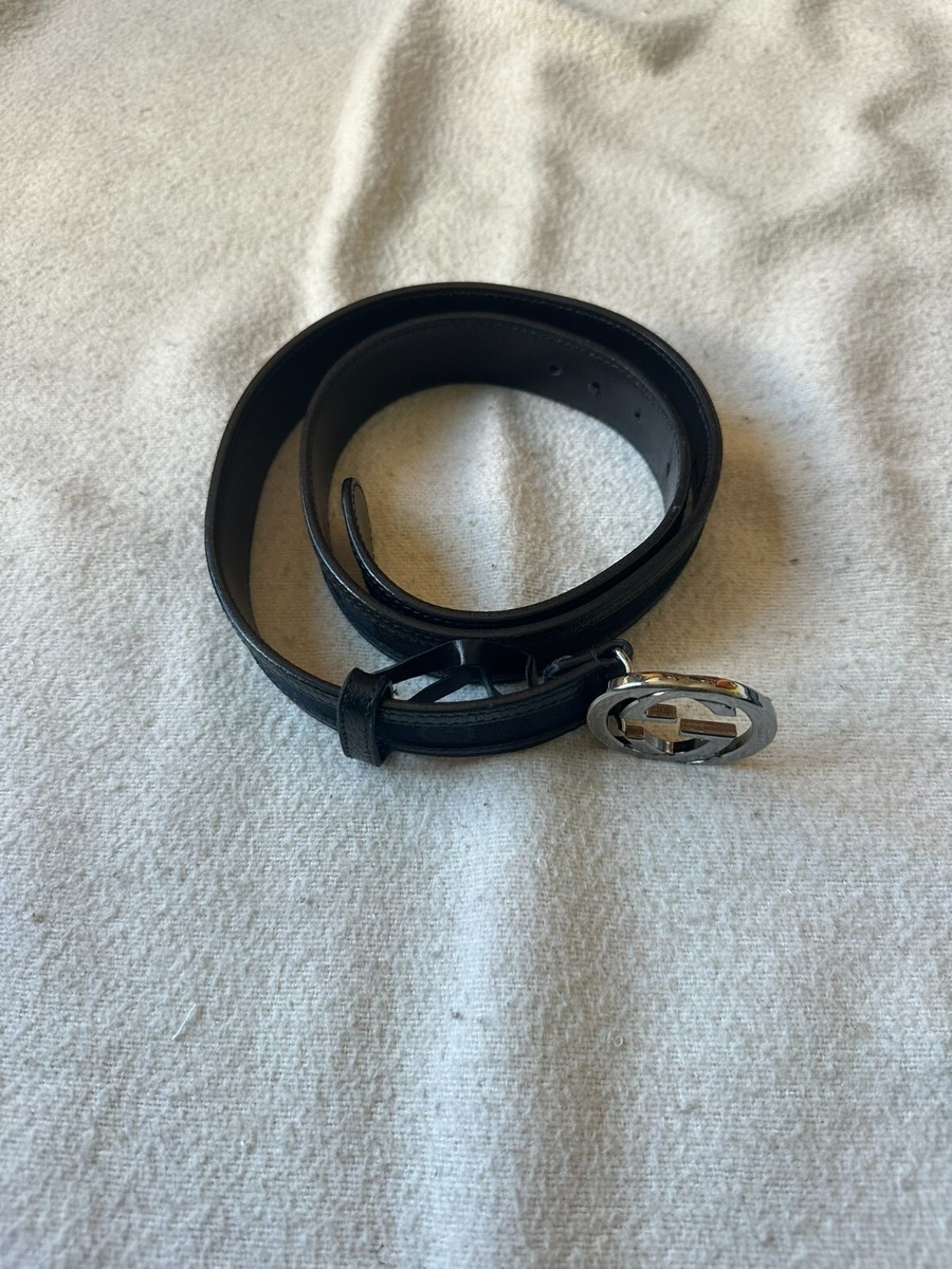 Authentic Gucci Belt Thin Monogram Leather and Canvas Black  display picture 2
