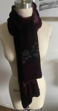 Vintage Velvet Scarf Burgundy Women  s Sheer Floral Details 86  Long X 16  Wide