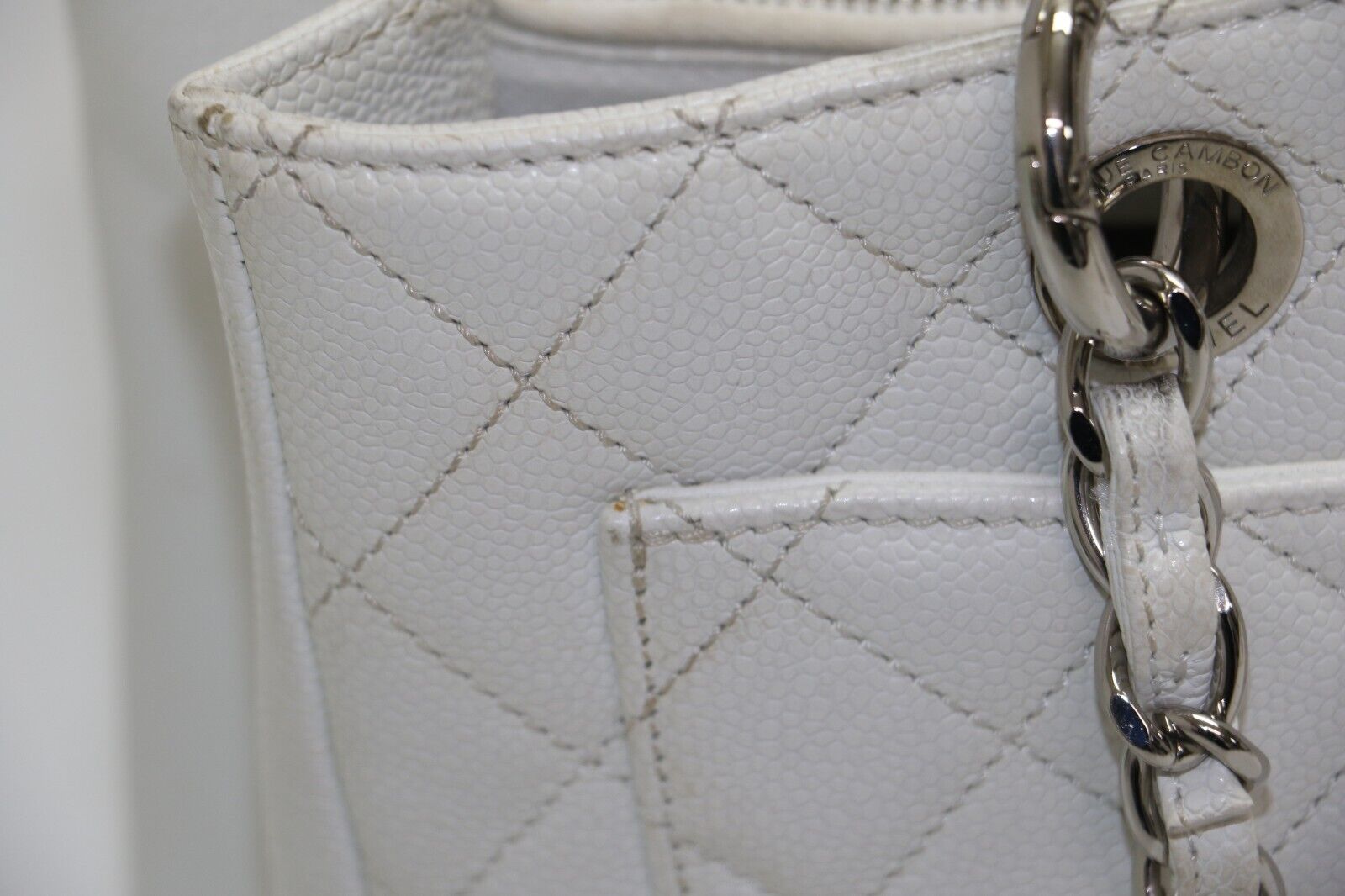 CHANEL Quilted Matelasse GST Caviar Silver Chain … - image 9