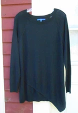 Apt. 9 Black Long Sleeved Asymmetrical Rayon Blend Light-weight Sweater Large