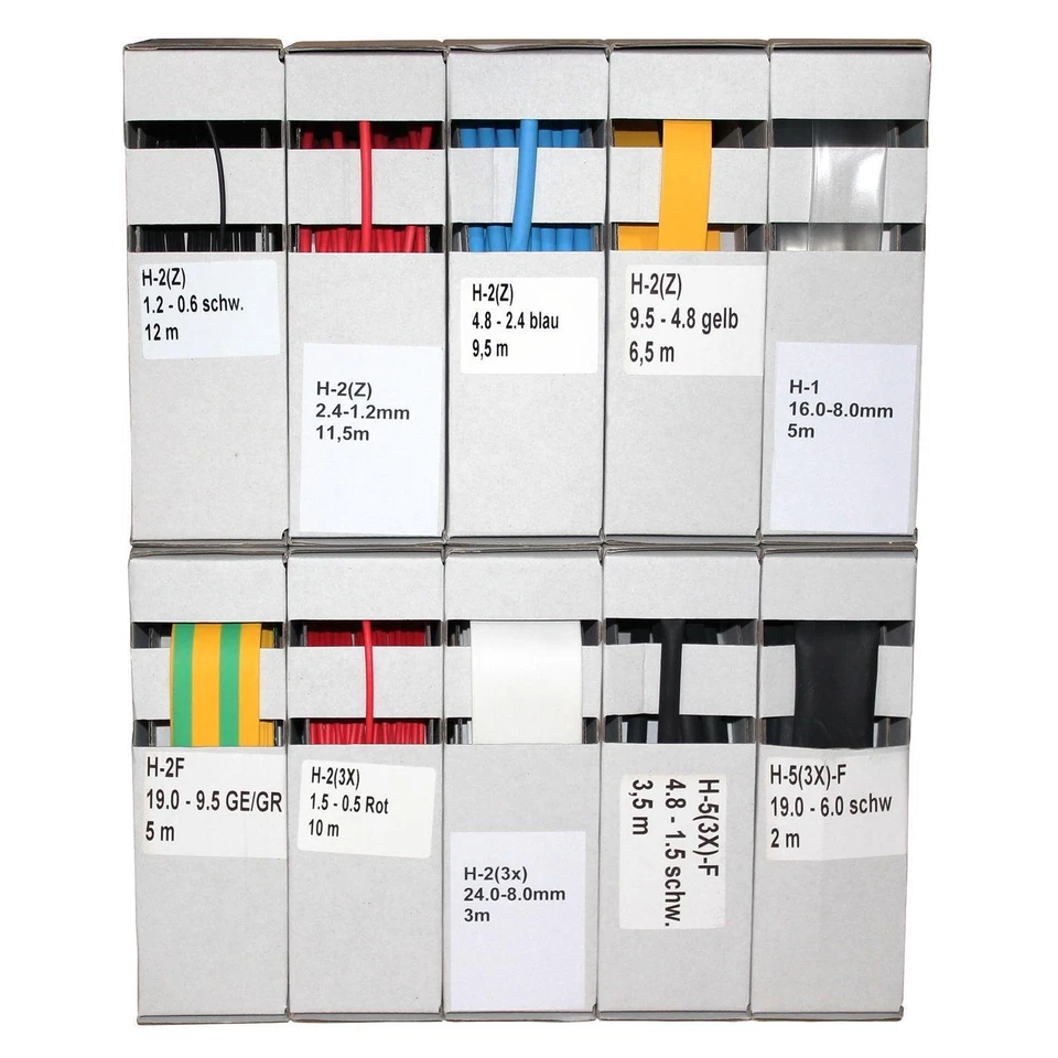 Schrumpfschlauch mit ohne Kleber 2:1 3:1 4:1 6:1 Spenderbox Schrumpf Schlauch