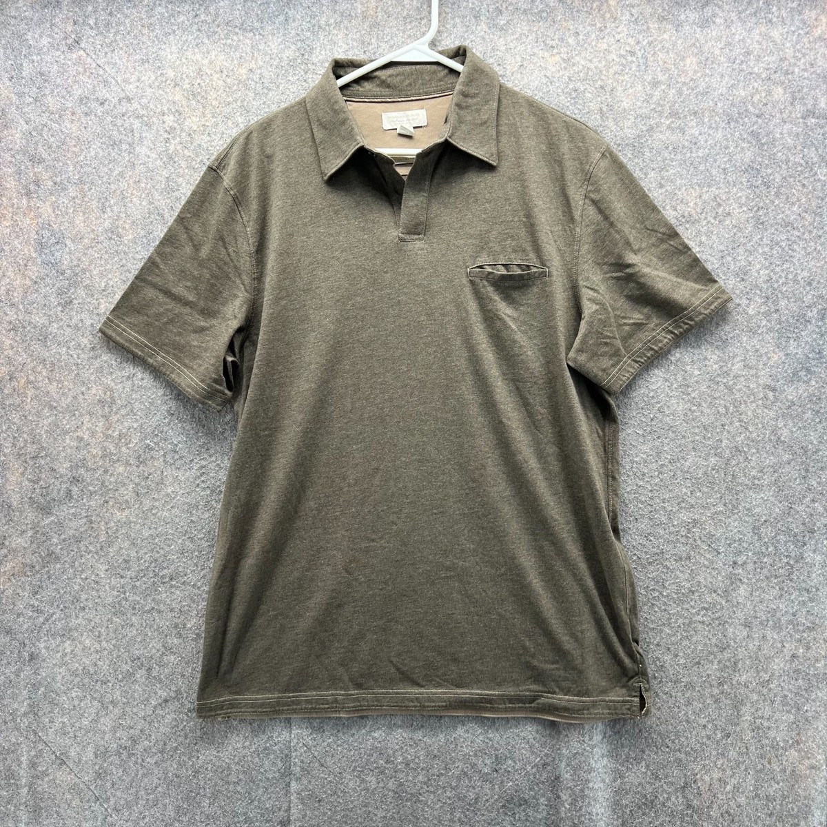 Banana Republic Polo Shirt Men Large Adult Brown Fitted Pima
