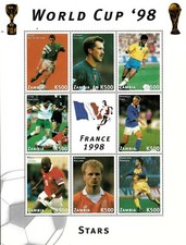 Zambia 1998 - France World Cup Soccer - Sheet of 8 Stamps - Scott #731 - MNH