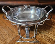 Wolfgang Puck Bistro soup pot glass lid 9.5" Buffet Server BASE & WARMER- NOS