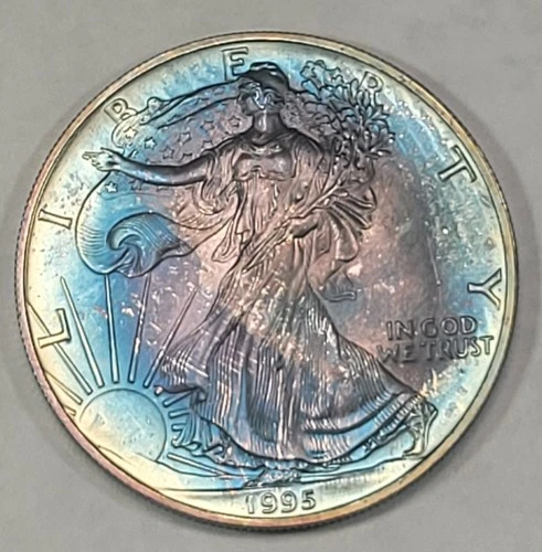 1993 American Silver Eagle Monster Toning Toned BU UNC