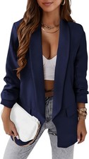 Womens Casual Blazer Open Front Long Sleeve Work Office Suit Jacket Lightweight