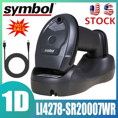 Symbol LI4278-SR20007WR Bluetooth Wireless 1D Barcode Scanner USB Kit W/ Cradle