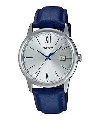 Casio MTP-V002L-2B3UDF HERREN UHR LEDER DATUM RÖMISCHE ZAHLEN 37mm UNTERPREIS