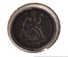1887 Seated Liberty Coin Ten Cents Dime United States San Francisco No Stars