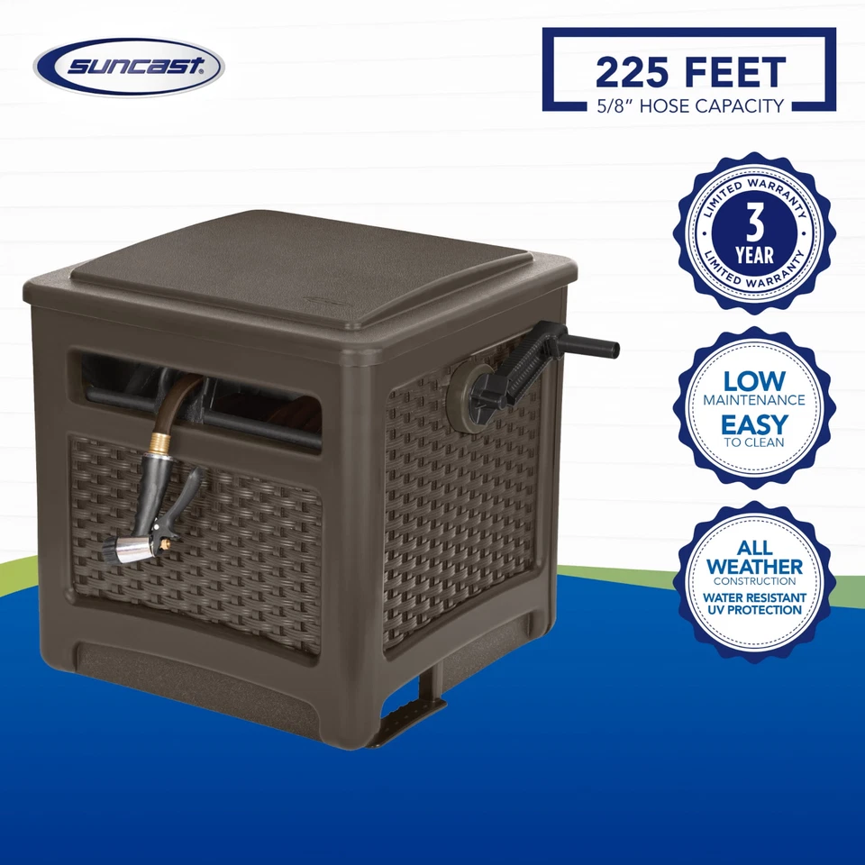 Suncast 225 ft. Smart Trak Wicker Garden Hose Reel Guide and Hideaway - Image 2 of 4